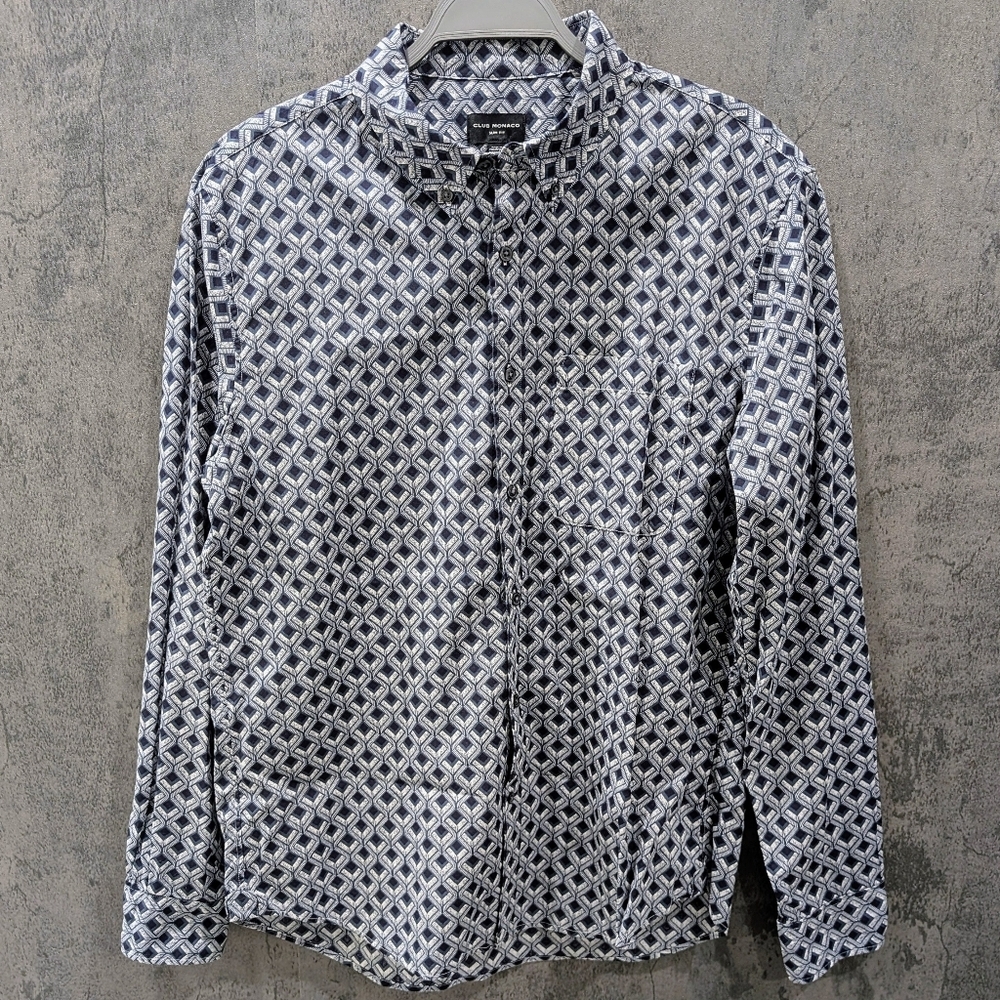 Like New! Club Monaco Patterned Cotton Button Up Shirt